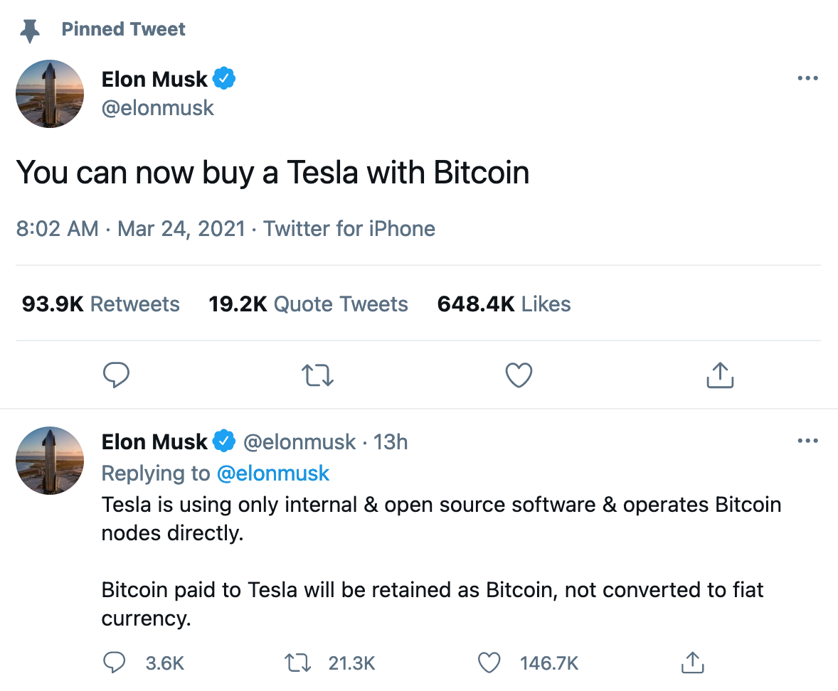 Tweet von Elon Musk.