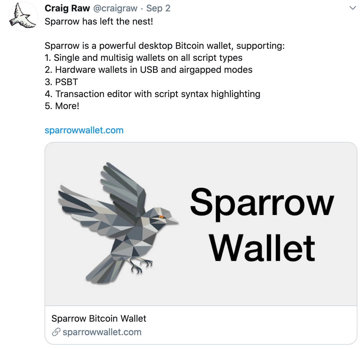 Tweet von Sparrow App.